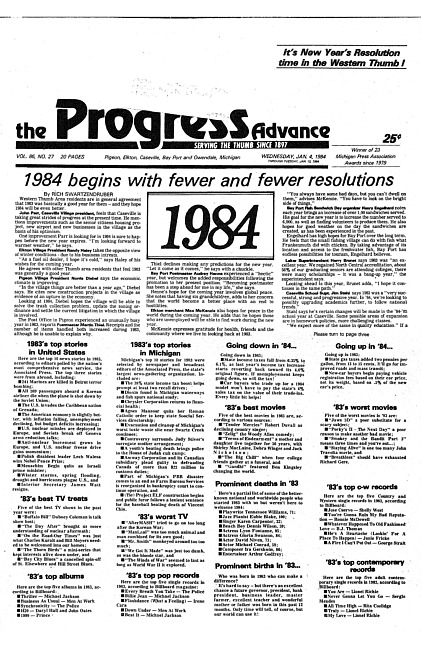 Clippings from The progress advance. Vol. 86 no. 27 (1983 January 4)
