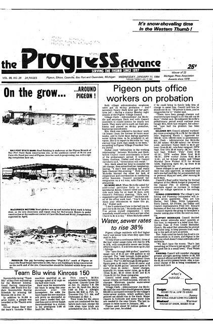 Clippings from The progress advance. Vol. 86 no. 28 (1984 January 11)