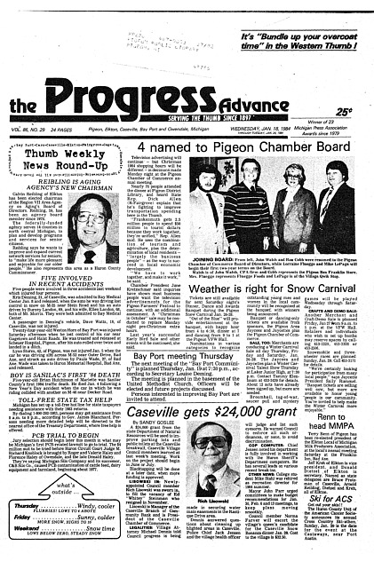 Clippings from The progress advance. Vol. 86 no. 29 (1984 January 18)