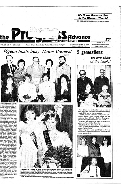 Clippings from The progress advance. Vol. 86 no. 31 (1984 February 1)