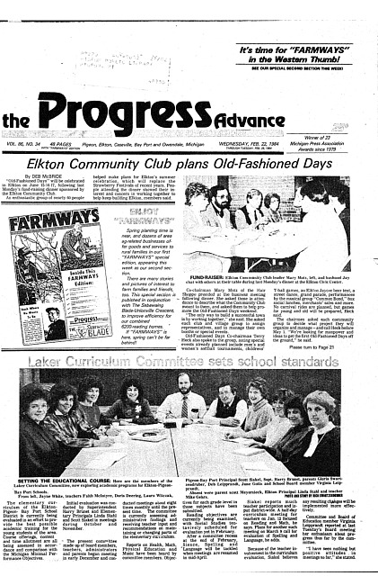 Clippings from The progress advance. Vol. 86 no. 34 (1984 February 22)