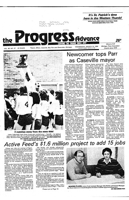 Clippings from The progress advance. Vol. 86 no. 37 (1984 March 14)