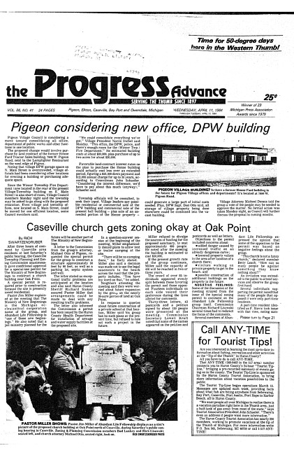Clippings from The progress advance. Vol. 86 no. 41 (1984 April 11)