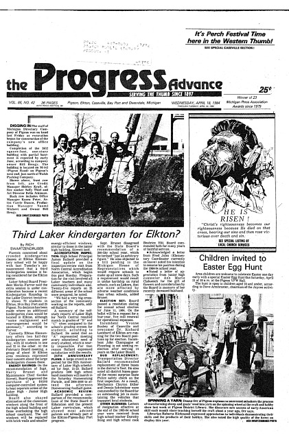 Clippings from The progress advance. Vol. 86 no. 42 (1984 April 18)