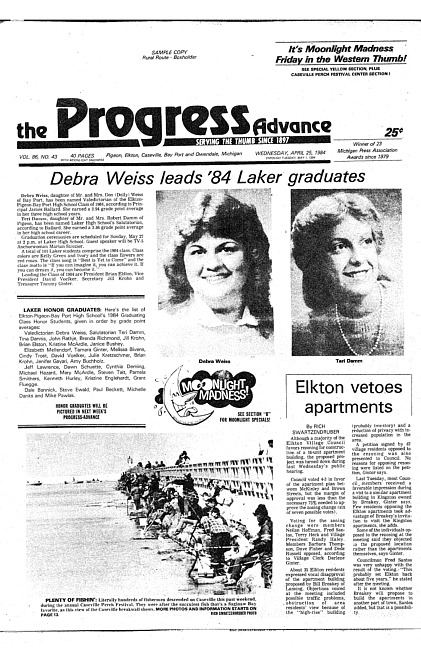 Clippings from The progress advance. Vol. 86 no. 43 (1984 April 25)