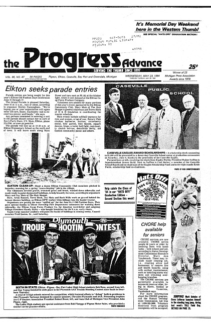 Clippings from The progress advance. Vol. 86 no. 47 (1984 May 23)