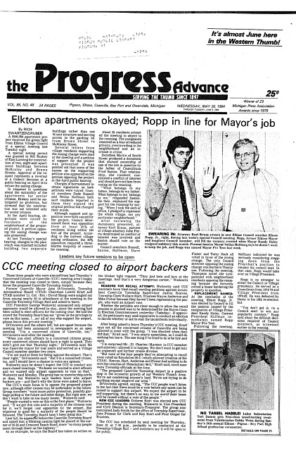 Clippings from The progress advance. Vol. 86 no. 48 (1984 May 30)
