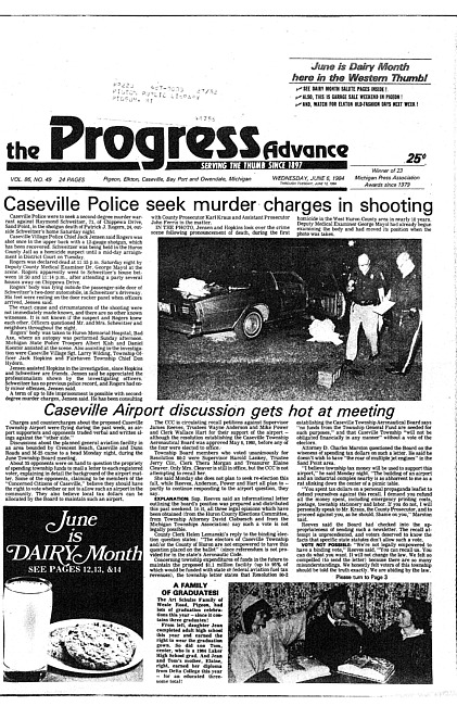 Clippings from The progress advance. Vol. 86 no. 49 (1984 June 6)