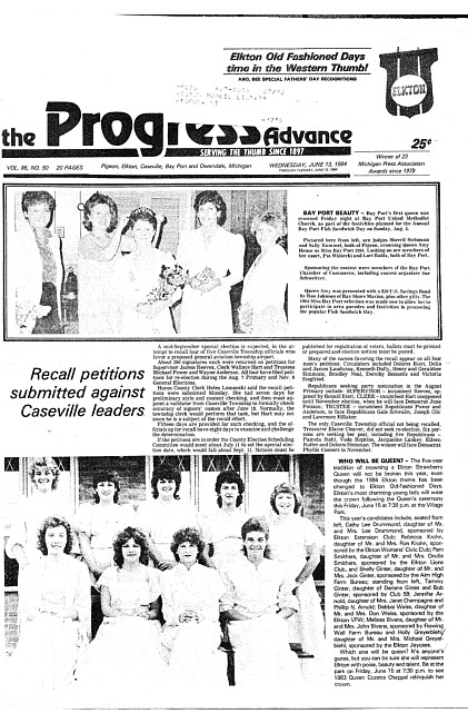Clippings from The progress advance. Vol. 86 no. 50 (1984 June 13)