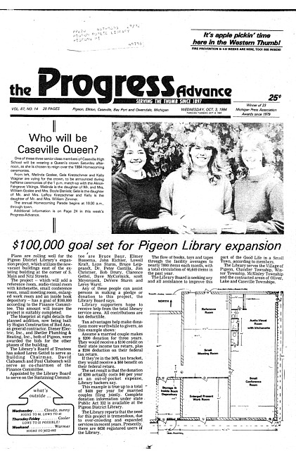 Clippings from The progress advance. Vol. 87 no. 14 (1984 October 3)