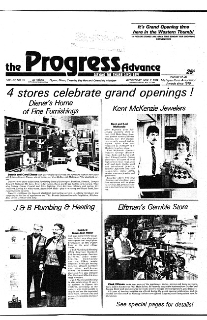 Clippings from The progress advance. Vol. 87 no. 19 (1984 November 7)