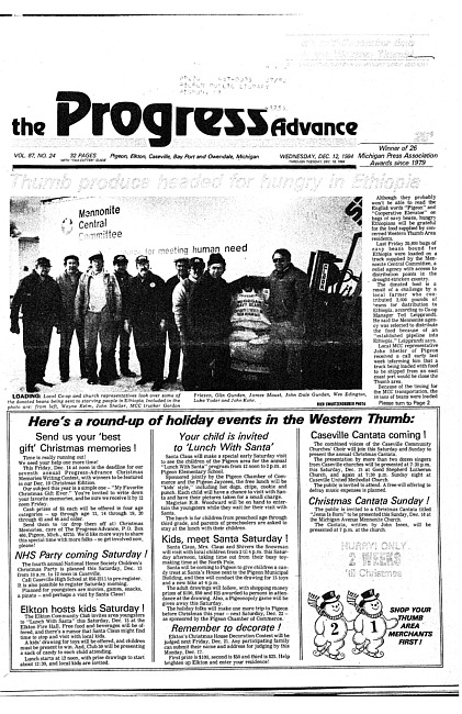 Clippings from The progress advance. Vol. 87 no. 24 (1984 December 12)
