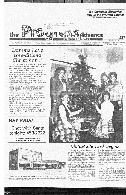 Clippings from The progress advance. Vol. 87 no. 25 (1984 December 19)