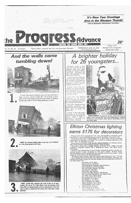 Clippings from The progress advance. Vol. 87 no. 26 (1984 December 26)