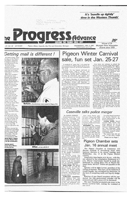 Clippings from The progress advance. Vol. 87 no. 28 (1985 January 9)