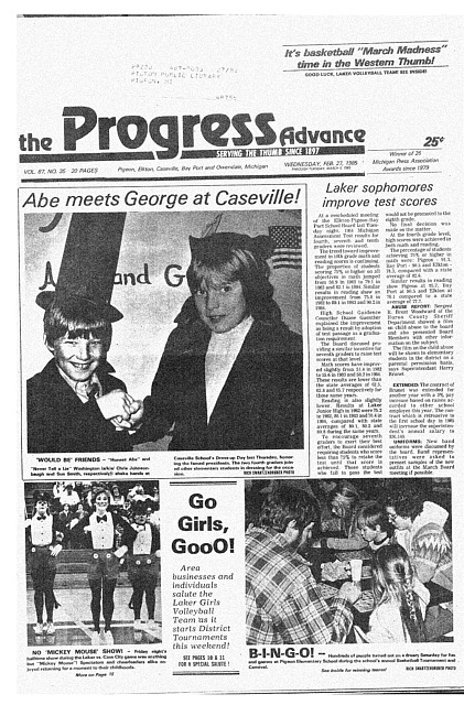 Clippings from The progress advance. Vol. 87 no. 35 (1985 February 27)