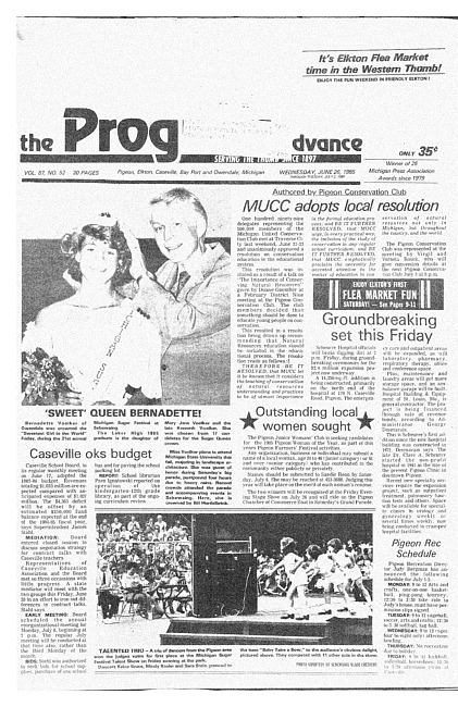 Clippings from The progress advance. Vol. 87 no. 52 (1985 June 26)