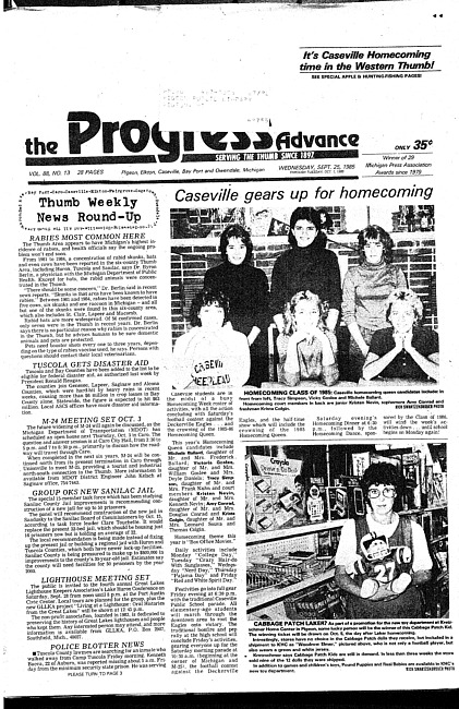 Clippings from The progress advance. Vol. 88 no. 13 (1985 September 25)