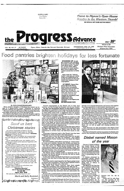 Clippings from The progress advance. Vol. 88 no. 21 (1985 November 20)