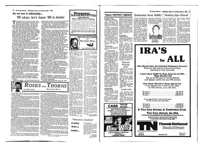 Clippings from The progress advance. Vol. 88 no. 27 (1986 January 1)