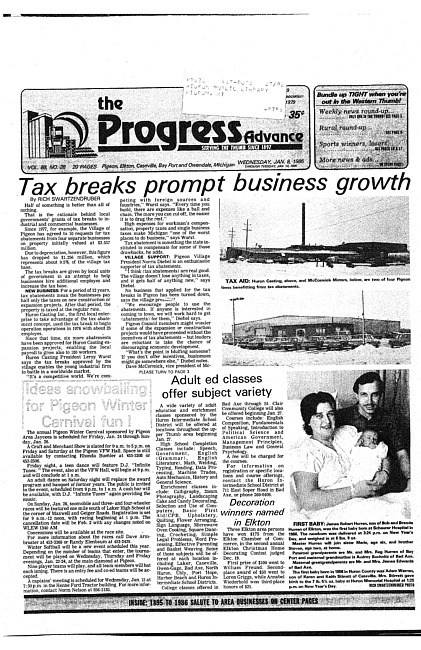 Clippings from The progress advance. Vol. 88 no. 28 (1986 January 8)