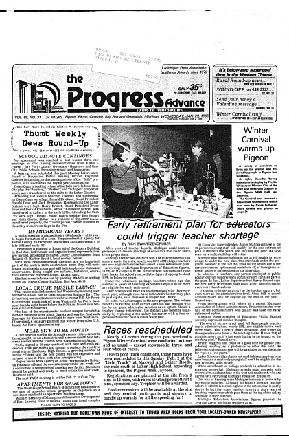 Clippings from The progress advance.  Vol. 88 no. 22 (1986 January 29)