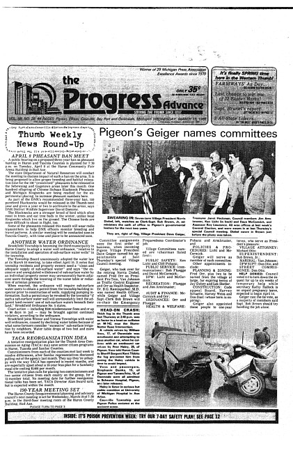 Clippings from The progress advance. Vol. 88 no. 29 (1986 March 19)