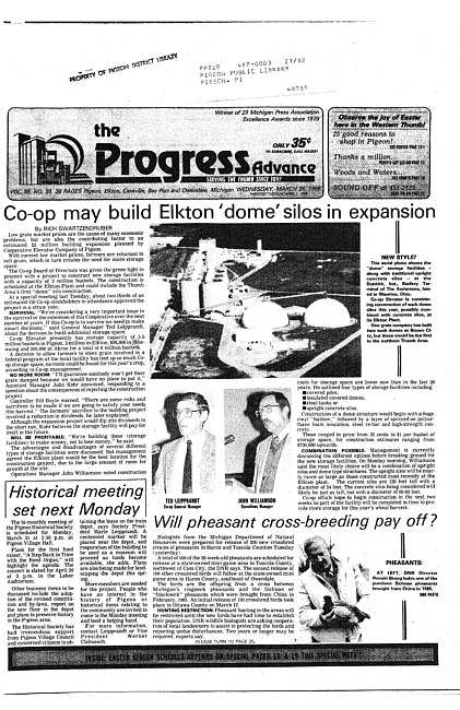 Clippings from The progress advance. Vol. 88 no. 30 (1986 March 26)