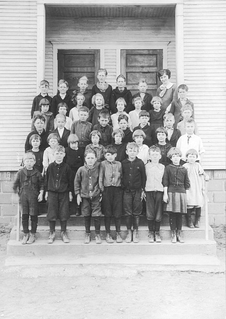 Class of 1925 Moline Christian School students with teacher