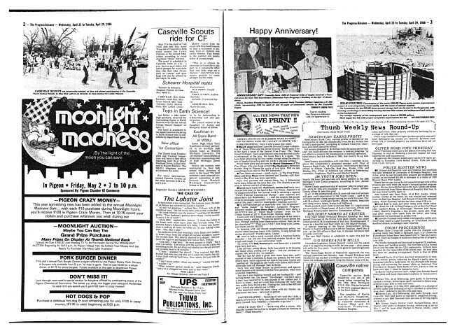 Clippings from The progress advance. Vol. 88 no. 34 (1986 April 23)