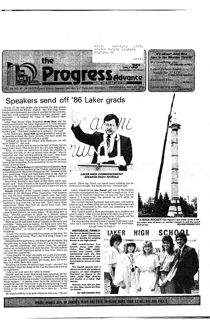 Clippings from The progress advance. Vol. 88 no. 48 (1986 May 28)