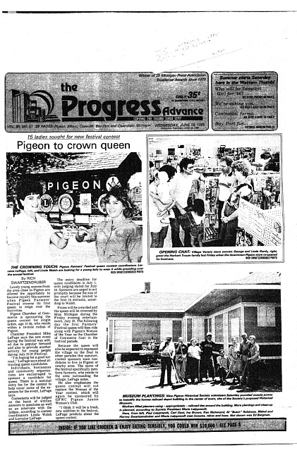 Clippings from The progress advance. Vol. 88 no. 51 (1986 June 18)