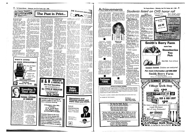 Clippings from The progress advance. Vol. 88 no. 52 (1986 June 25)