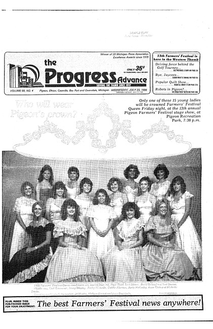 Clippings from The progress advance. Vol. 89 no. 4 (1986 July 23)