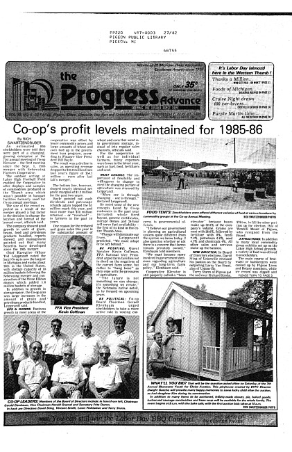 Clippings from The progress advance. Vol. 89 no. 9 (1986 August 27)