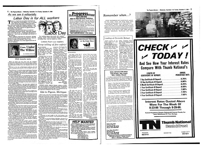 Clippings from The progress advance. Vol. 89 no. 10 (1986 September 3)