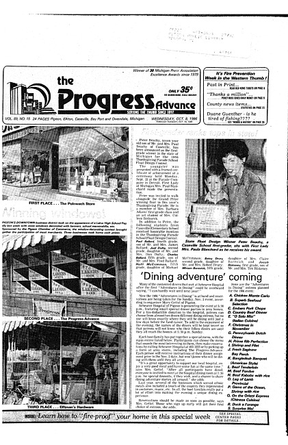 Clippings from The progress advance. Vol. 89 no. 15 (1986 October 8)
