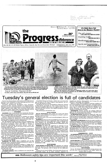 Clippings from The progress advance. Vol. 89 no. 18 (1986 October 29)