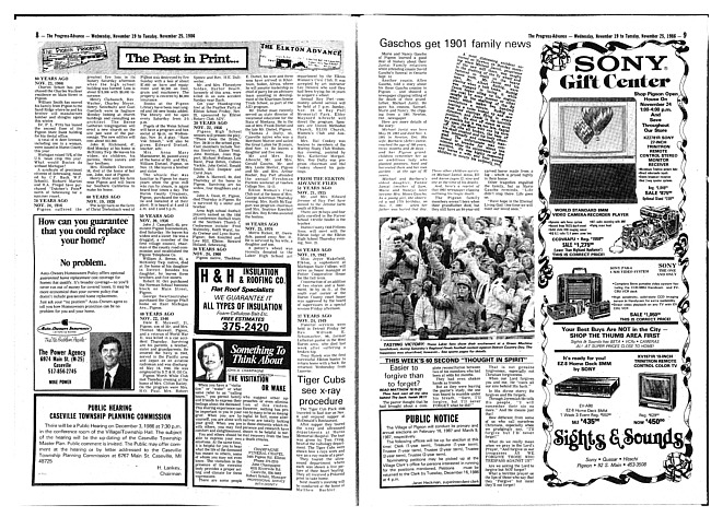 Clippings from The progress advance. Vol. 89 no. 21 (1986 November 19)