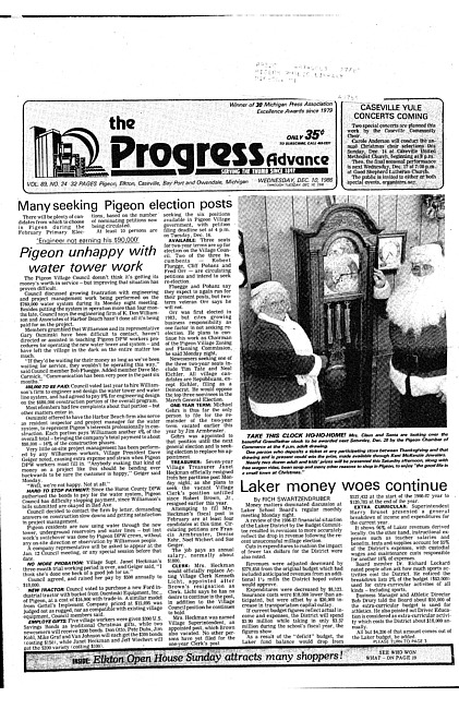 Clippings from The progress advance. Vol. 89 no. 24 (1986 December 10)