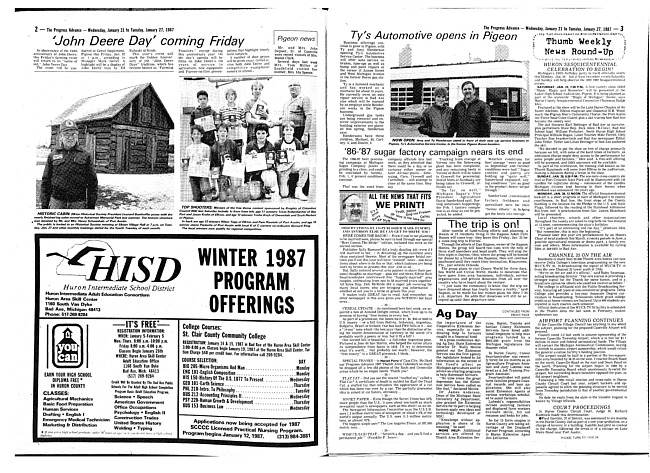 Clippings from The progress advance. Vol. 89 no. 29 (1987 January 21)