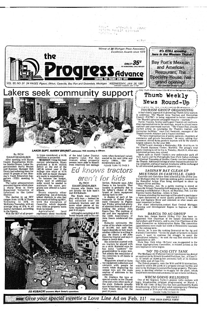 Clippings from The progress advance. Vol. 89 no. 31 (1987 January 28)