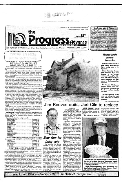 Clippings from The progress advance. Vol. 89 no. 34 (1987 February 18)