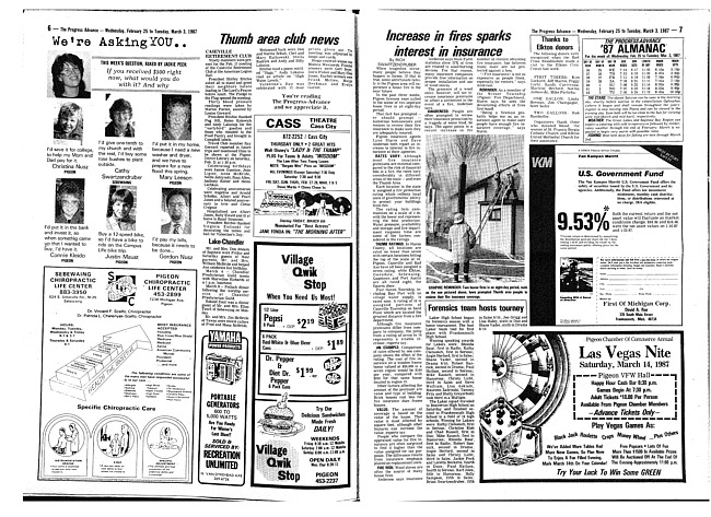 Clippings from The progress advance. Vol. 89 no. 35 (1987 February 25)