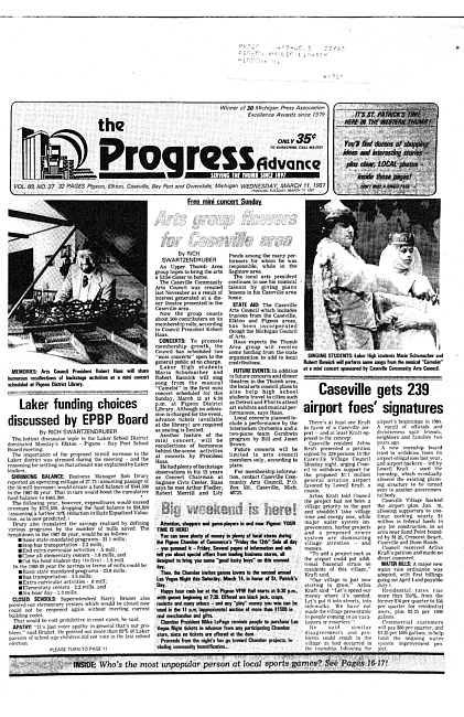 Clippings from The progress advance. Vol. 89 no. 37 (1987 March 11)