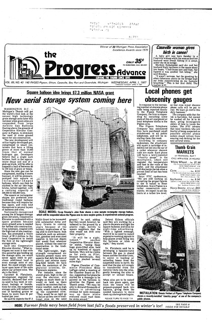 Clippings from The progress advance. Vol. 89 no. 40 (1987 April 1)