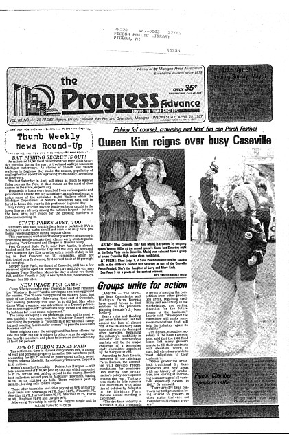 Clippings from The progress advance. Vol. 89 no. 44 (1987 April 29)