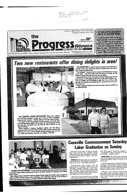 Clippings from The progress advance. Vol. 89 no. 47 (1987 May 27)