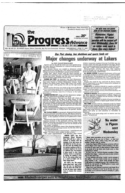 Clippings from The progress advance. Vol. 89 no. 51 (1987 June 17)