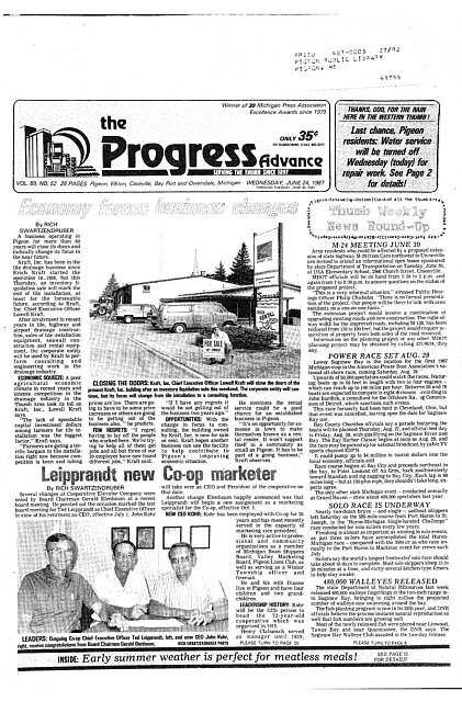 Clippings from The progress advance. Vol. 89 no. 52 (1987 June 24)